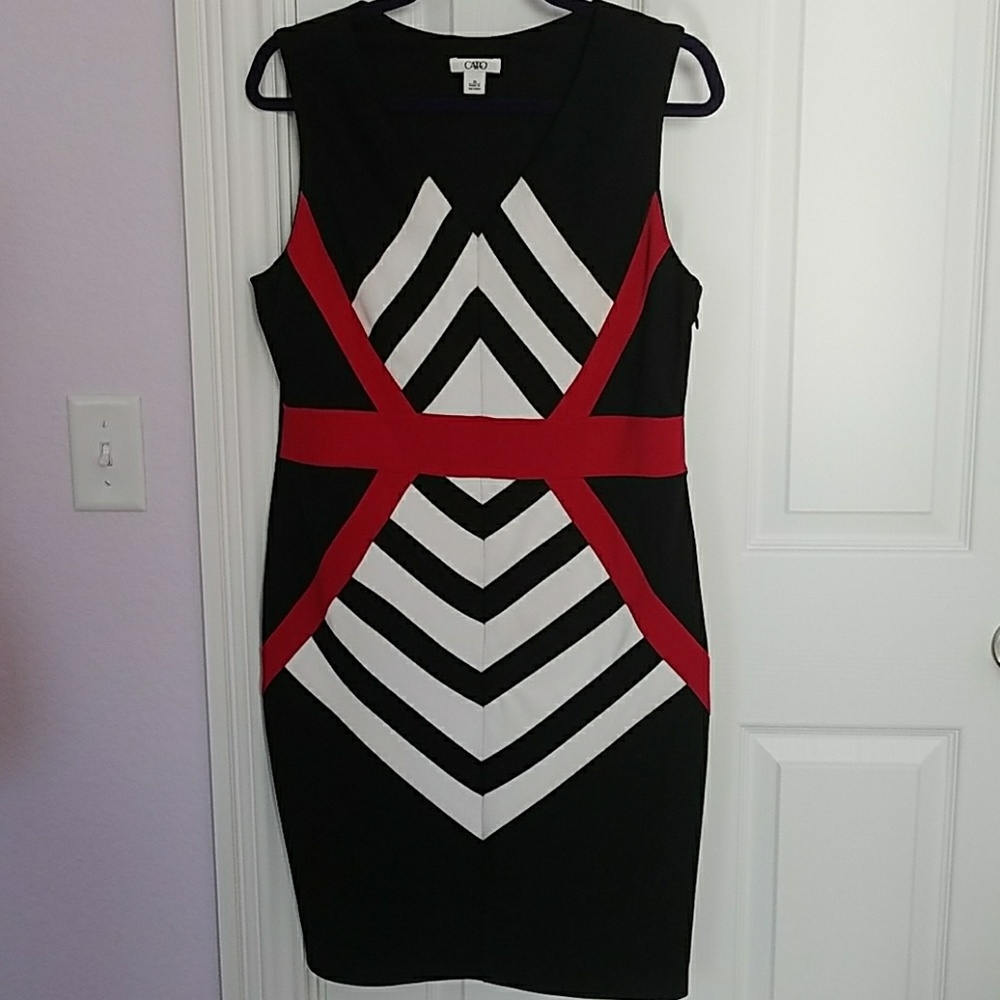 Cato striped red, black, white dress